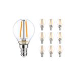 Multipack 10x Noxion Lucent Lustre LED E14 Ball Filament Clear 2.5W 250lm - 822-827 Dim To Warm | Dimmable - Replaces 25W