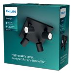 Philips Runner LED Spot Metal Black | Suitable for 4x GU10